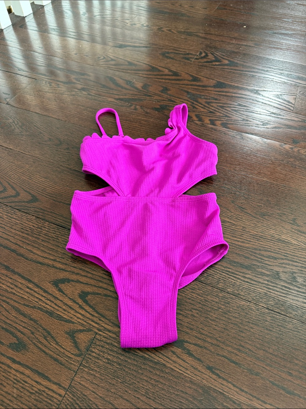 art class Hot Pink Kids One-Piece Swimsuit with Scallop Trim